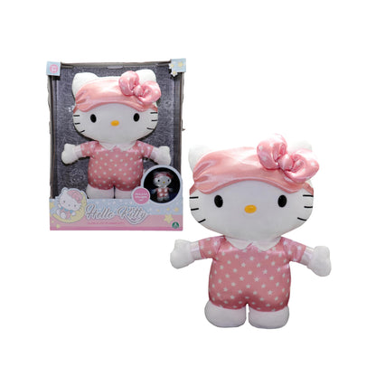 Hello Kitty Giochi Preziosi Peluche Luminoso Melodia per Nanna e Pisolino, Alto 30 cm, Indossa un Simpatico Pigiamino Rosa con Stelle, per Bambini dai 3 Anni