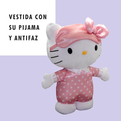 Hello Kitty Giochi Preziosi Peluche Luminoso Melodia per Nanna e Pisolino, Alto 30 cm, Indossa un Simpatico Pigiamino Rosa con Stelle, per Bambini dai 3 Anni