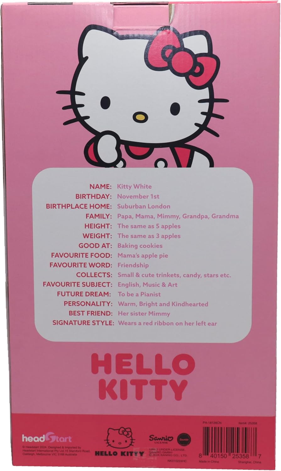 Hello Kitty 30 cm Plüschtier – mit rosa Cord-T-Shirt und rosa Latzhose, weich und kuschelig, Altersgruppen – inklusive Geschenkbox, entzückbares Sammlerstück