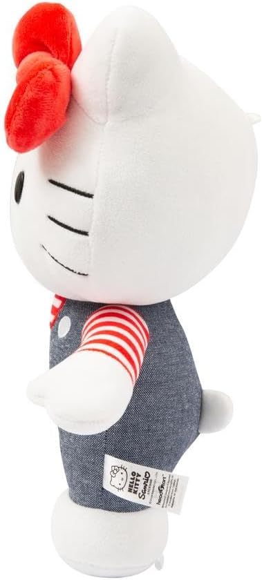 Hello Kitty 30 cm Plüschtier – mit Blauer Jeanslatzhose, weich und kuschelig, Altersgruppen – inklusive Geschenkbox, entzückbares Sammlerstück