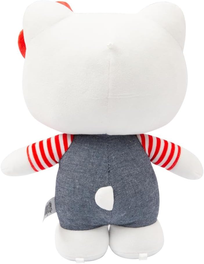 Hello Kitty 30 cm Plüschtier – mit Blauer Jeanslatzhose, weich und kuschelig, Altersgruppen – inklusive Geschenkbox, entzückbares Sammlerstück