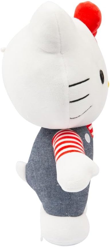 Hello Kitty 30 cm Plüschtier – mit Blauer Jeanslatzhose, weich und kuschelig, Altersgruppen – inklusive Geschenkbox, entzückbares Sammlerstück