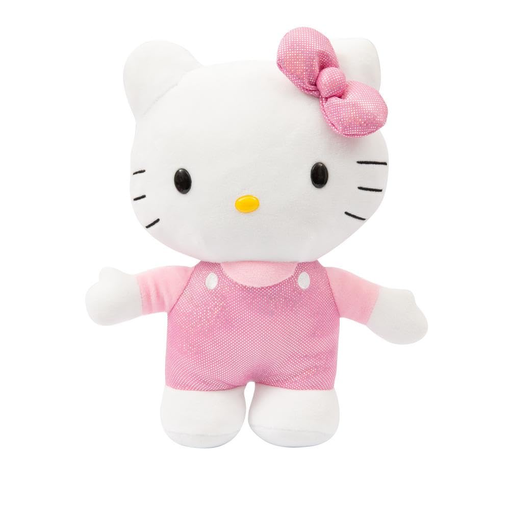 Hello Kitty Giochi Preziosi Morbido Peluche, Alto 30 cm con Outfit alla Moda, Vestitino e Fiocco in Raso Rosa, per Bambini A Partire Da 3 Anni