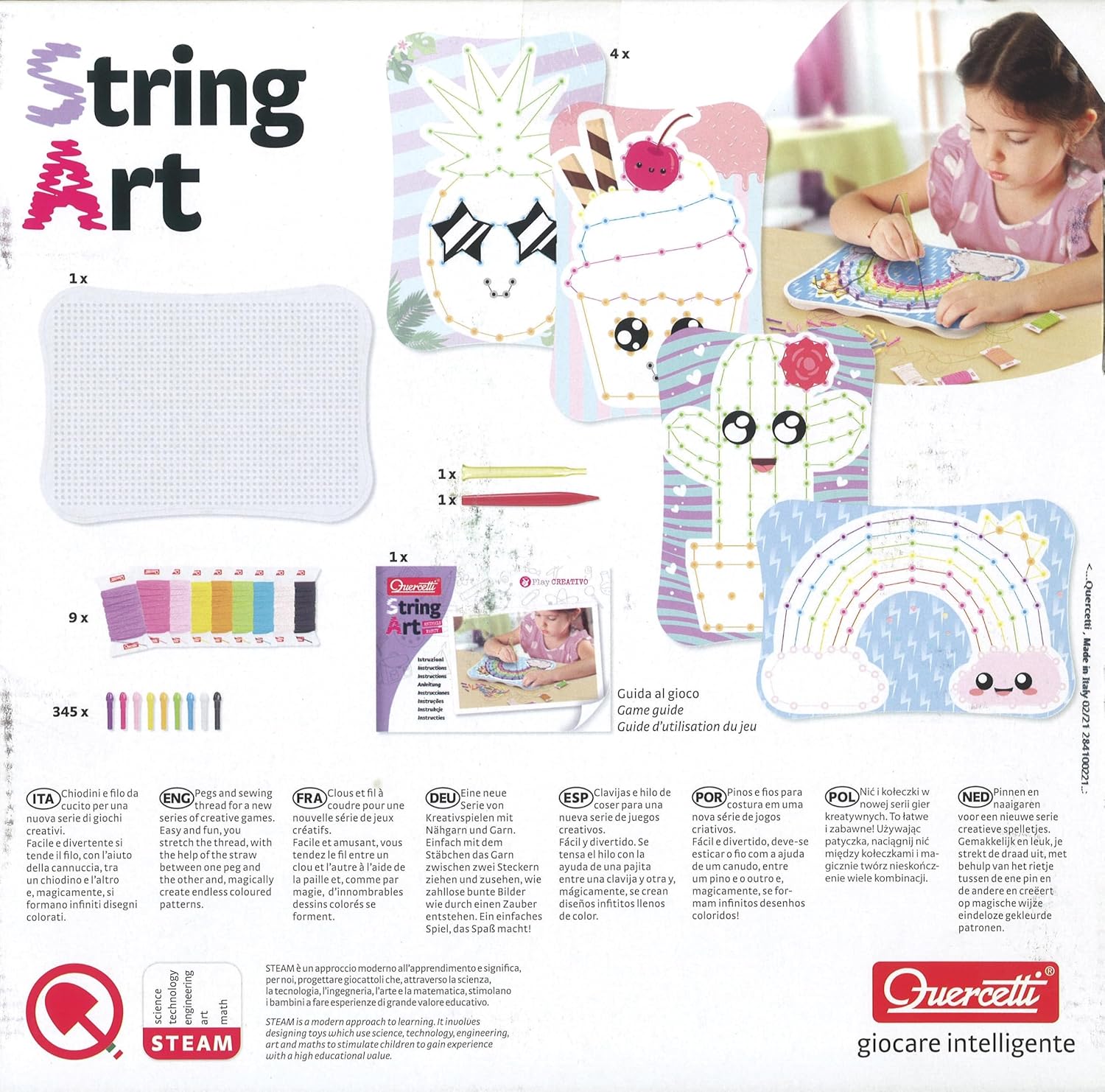 QUERCETTI 2841 Fantasie Quercetti-2841 String Art Phantasie Lernspielzeug, Multicolor