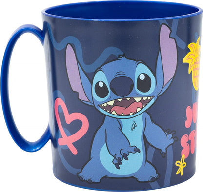 Tazza per Bambini con Grafica Disney Stitch da 350 ml, senza BPA, adatta al microonde, e non va in lavastoviglie