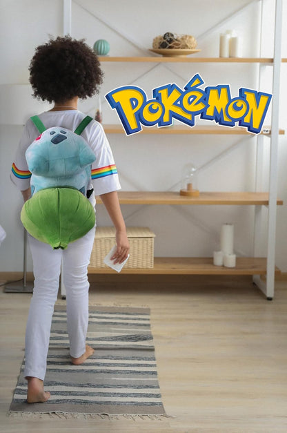 CYPBRANDS Pokémon - Zaino in peluche, Design Bulbasaur, Zaino, Dimensioni 35 cm, Peluche, Verde, Prodotto ufficiale (CyP Brands