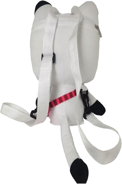 CYPBRANDS Pandy - Peluche gatto bianco 38 cm, peluche zaino con cerniera e nastri regolabili, ideale per bambini e ragazze
