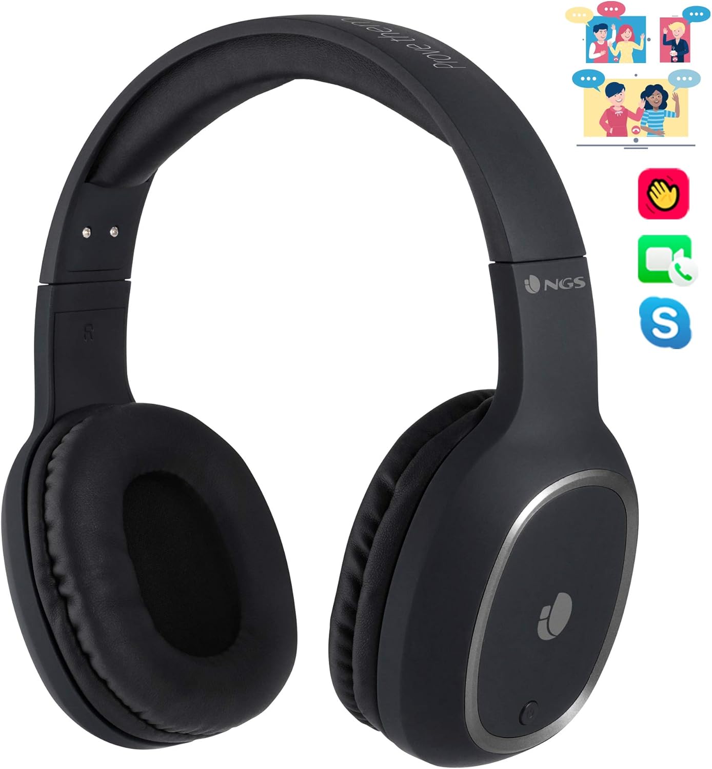 NGS ARTICA Pride Black- Cuffie Senza Fili, Compatibili con Tecnologia Bluetooth, con Microfono, 7 Ore di Durata della Batteria, 20 Hz, Nero