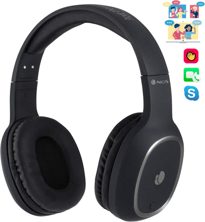 NGS ARTICA Pride Black- Cuffie Senza Fili, Compatibili con Tecnologia Bluetooth, con Microfono, 7 Ore di Durata della Batteria, 20 Hz, Nero