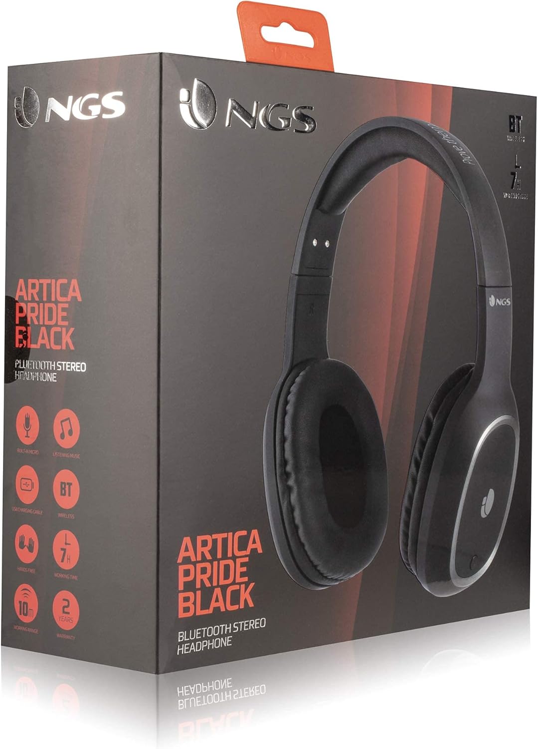 NGS ARTICA Pride Black- Cuffie Senza Fili, Compatibili con Tecnologia Bluetooth, con Microfono, 7 Ore di Durata della Batteria, 20 Hz, Nero