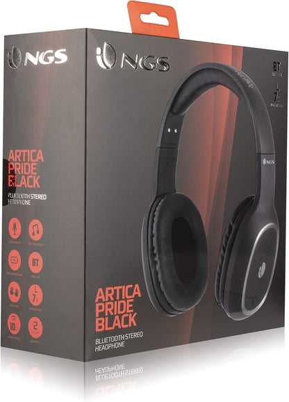 NGS ARTICA Pride Black- Cuffie Senza Fili, Compatibili con Tecnologia Bluetooth, con Microfono, 7 Ore di Durata della Batteria, 20 Hz, Nero