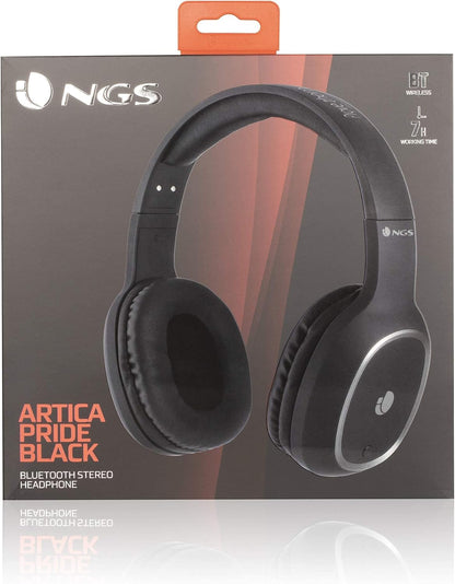 NGS ARTICA Pride Black- Cuffie Senza Fili, Compatibili con Tecnologia Bluetooth, con Microfono, 7 Ore di Durata della Batteria, 20 Hz, Nero