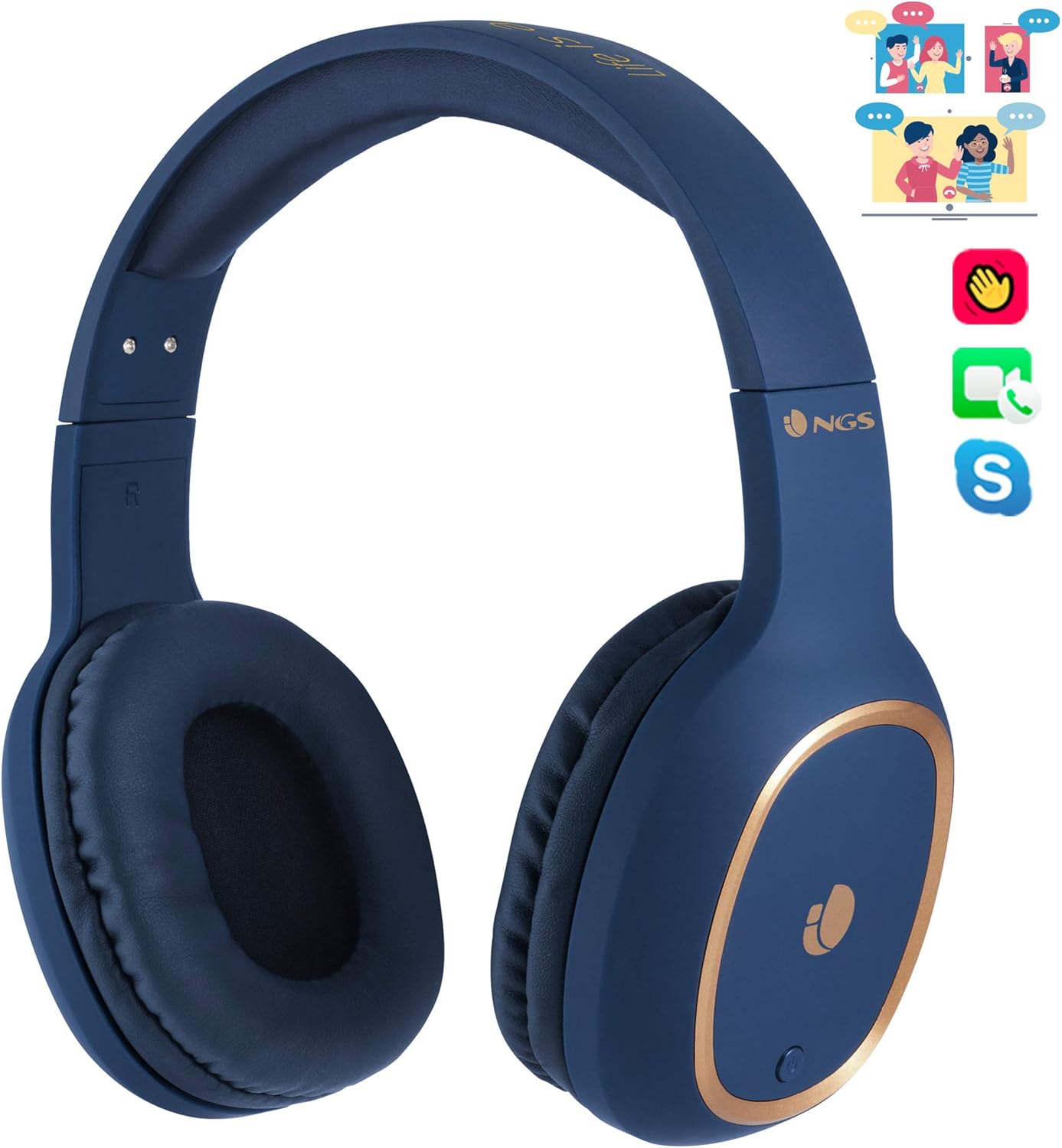 NGS ARTICA Pride Blue - Cuffie Senza Fili, Compatibili con Tecnologia Bluetooth, con Microfono, 7 Ore di Durata della Batteria, 20 Hz, Blu