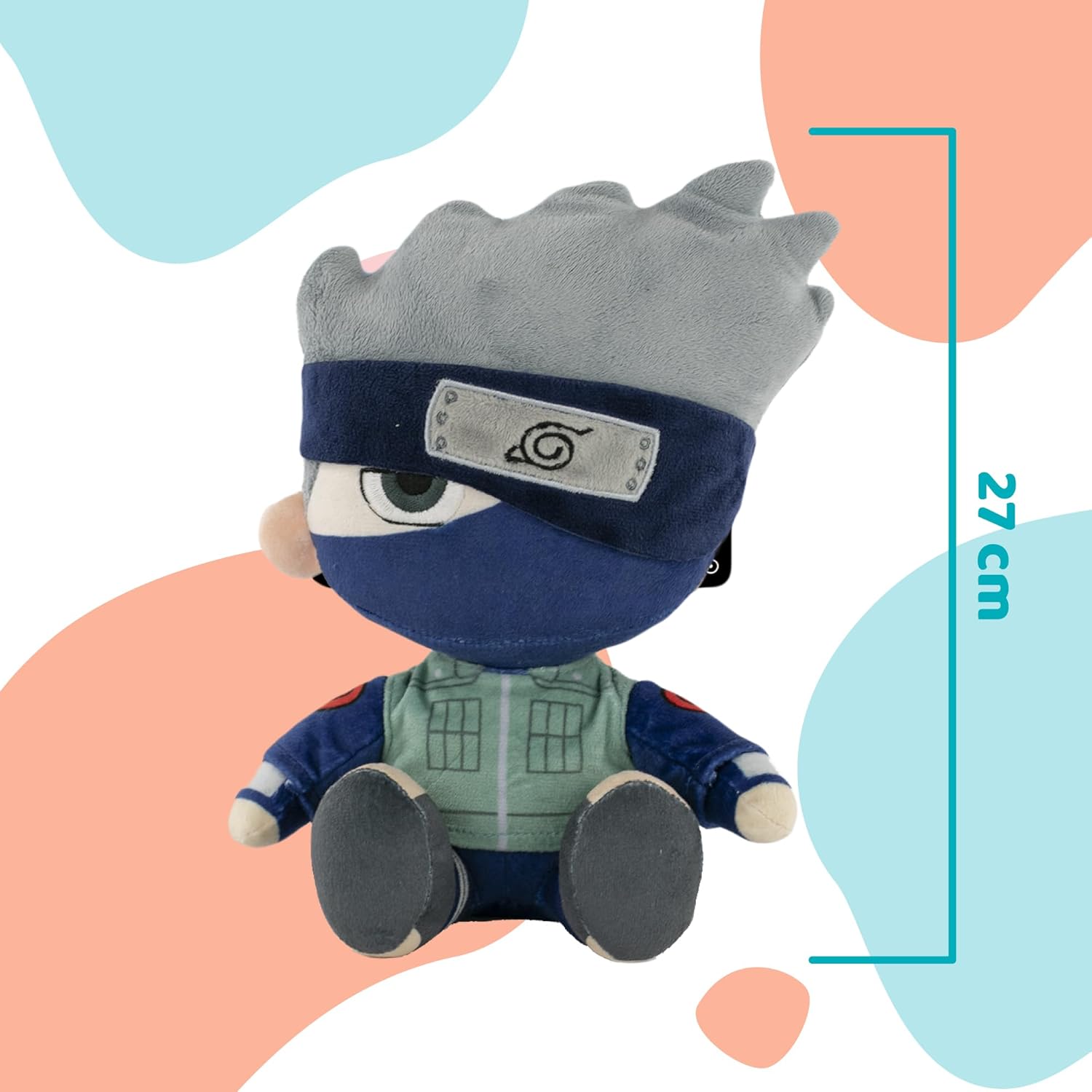 Famosa Softies - Peluche del personaggio Kakashi Hatake del Manga e Anime Naruto, 27 cm, con texture super morbida e morbida, famosa (760022203) Kakasi