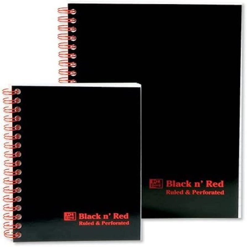 Oxford Black n' Red Black n Red Notebook Soft Cover Wirebound Perforated 90gsm Ruled 100 Pages A5 Ref D66369 ,black/red