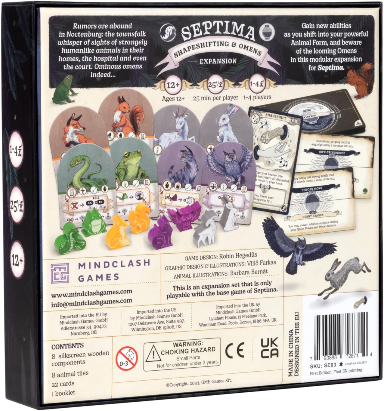 Mindclash Games Septima - Shapeshifting & Omens Expansion | Transform into Animal Forms & Face Omens | New Cards, Animal Tiles & Modular Gameplay