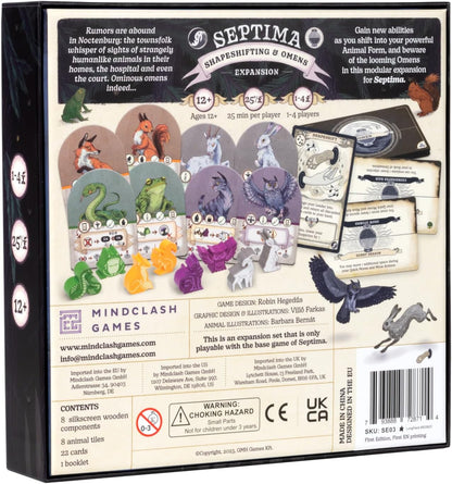 Mindclash Games Septima - Shapeshifting & Omens Expansion | Transform into Animal Forms & Face Omens | New Cards, Animal Tiles & Modular Gameplay