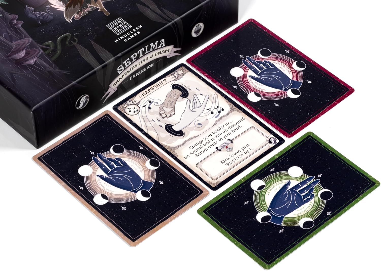 Mindclash Games Septima - Shapeshifting & Omens Expansion | Transform into Animal Forms & Face Omens | New Cards, Animal Tiles & Modular Gameplay