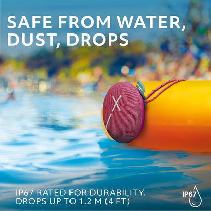 Ultimate Ears MINIROLL Ultra-Portable Waterproof Bluetooth Speaker, Big Bass, IP67 Dustproof, 40 m (131 ft) Range - Calming