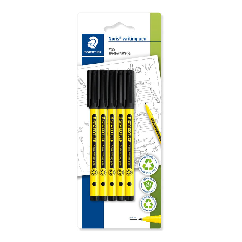 STAEDTLER Noris 307-9 BK5 - Penna per scrittura a mano, confezione da 5, colore: Nero