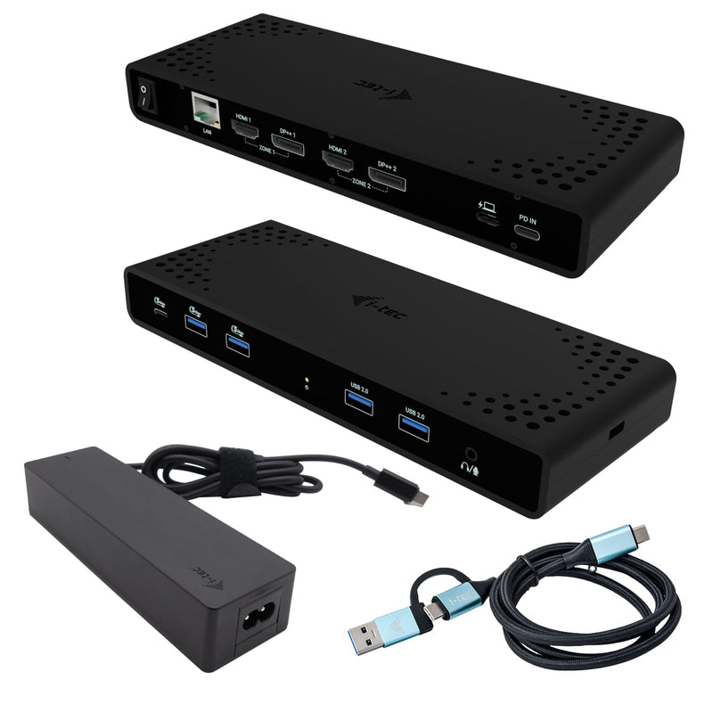 i-tec 4K Dual Display Universal Docking Station with 85W Power Supply - 2 DisplayPort and 2 HDMI ports, 5 USB ports