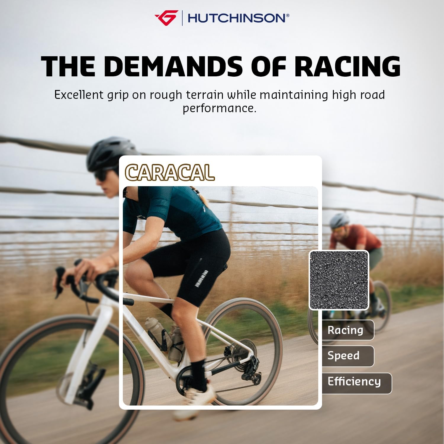 Hutchinson – Caracal Race – Tubeless Ready Gravel Tyre – Mach Tread Ultimate Compound – UltraSwift Casing – High‑Speed Racing Tread – Lightweight