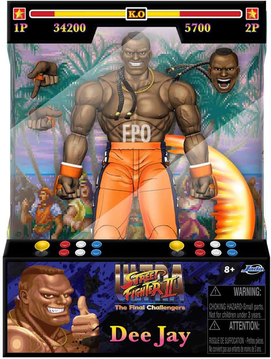 Jada Toys Street Fighter Figur DEE Jay (15 cm) - bewegliche Sammel- und Actionfigur aus Street Fighter 2: The Final Challengers, mit alternativem Kopf, Händen und Zubehör, ab 13 Jahre