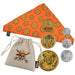 Cinereplicas One Piece - Nami Bandana and Berry Coins Set - 83 * 39 cm - Offizielle Lizenz, Orange/Abendrot im Zickzackmuster (Sunset Chevron), "Bandana: 83 x 39cm Coins: 45mm, 35mm, 30mm, 30mm, 25mm