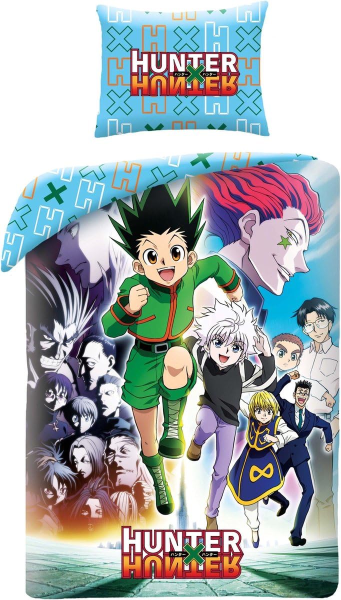 Halantex Hunter X Hunter – Gon Killua Kurapika – Reversible Duvet Cover Set 140 x 200 cm and Pillowcase 70 x 90 cm – Multicoloured – 100% Microfibre