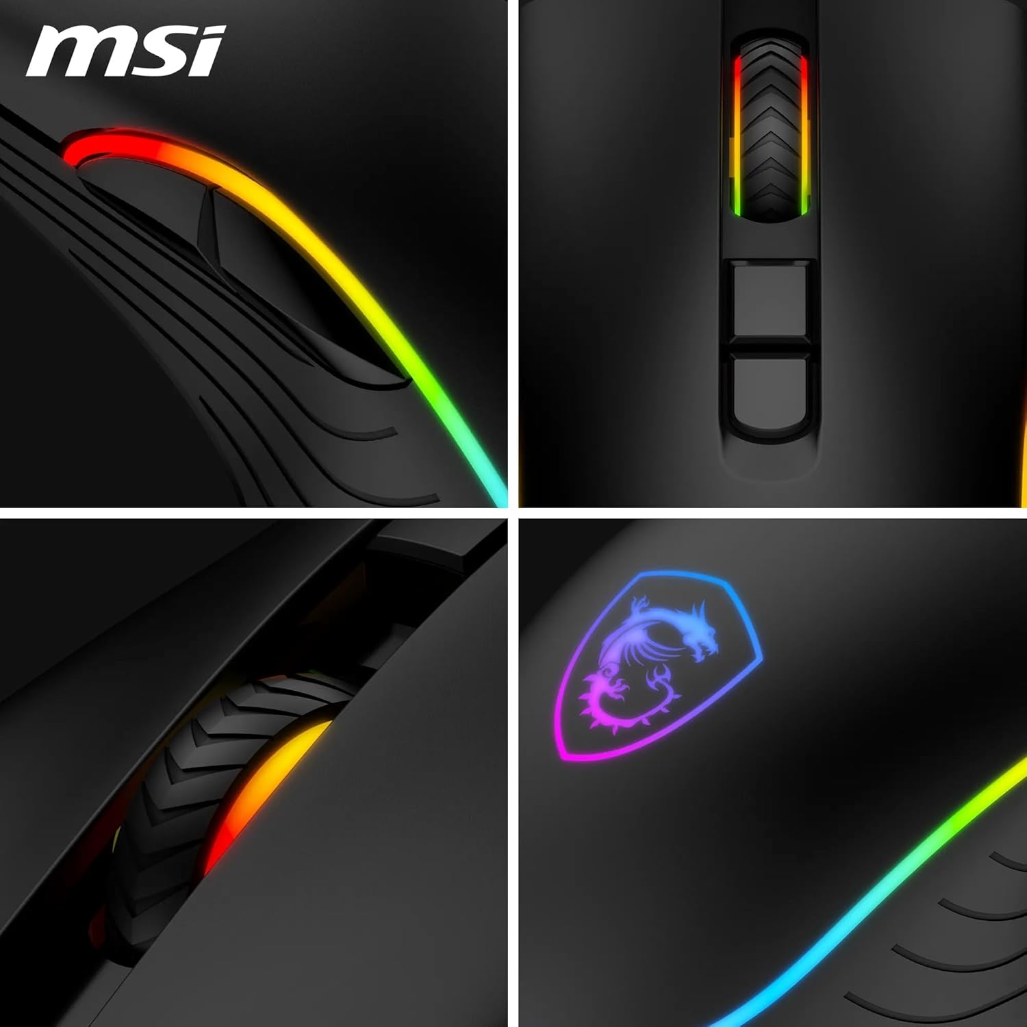 MSI FORGE GM300 Gaming Mouse - 7200DPI Optical Sensor, Symmetrical, 10M+ Click Switches, 7-Buttons, 8ms Latency, RGB LED, 118g - Wired