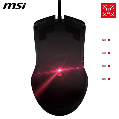 MSI FORGE GM300 Gaming Mouse - 7200DPI Optical Sensor, Symmetrical, 10M+ Click Switches, 7-Buttons, 8ms Latency, RGB LED, 118g - Wired