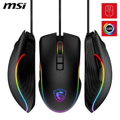 MSI FORGE GM300 Gaming Mouse - 7200DPI Optical Sensor, Symmetrical, 10M+ Click Switches, 7-Buttons, 8ms Latency, RGB LED, 118g - Wired