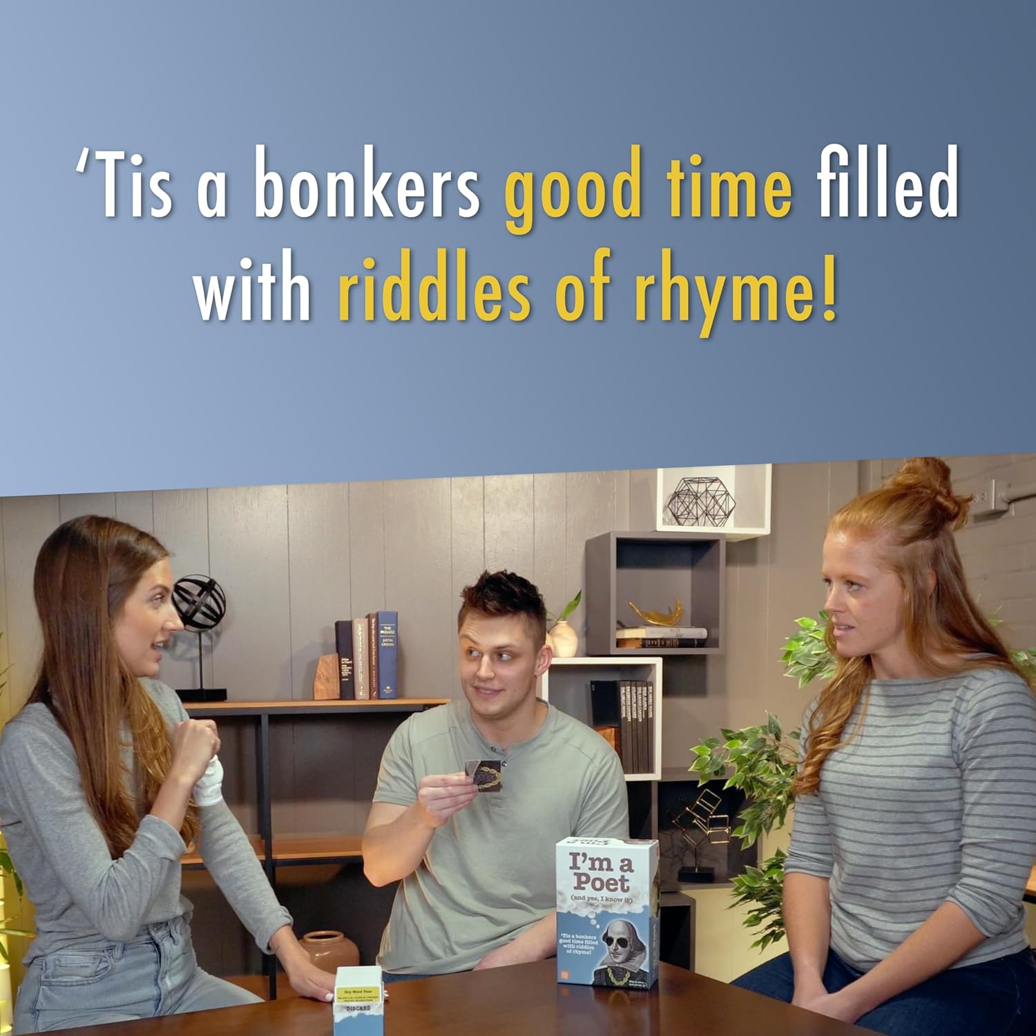 I'm A Poet (And yes I know it) - Family Party Game - Solve Riddles and Collect Willy Shake's Bust to Win - Ages 12+ - 300 Cards