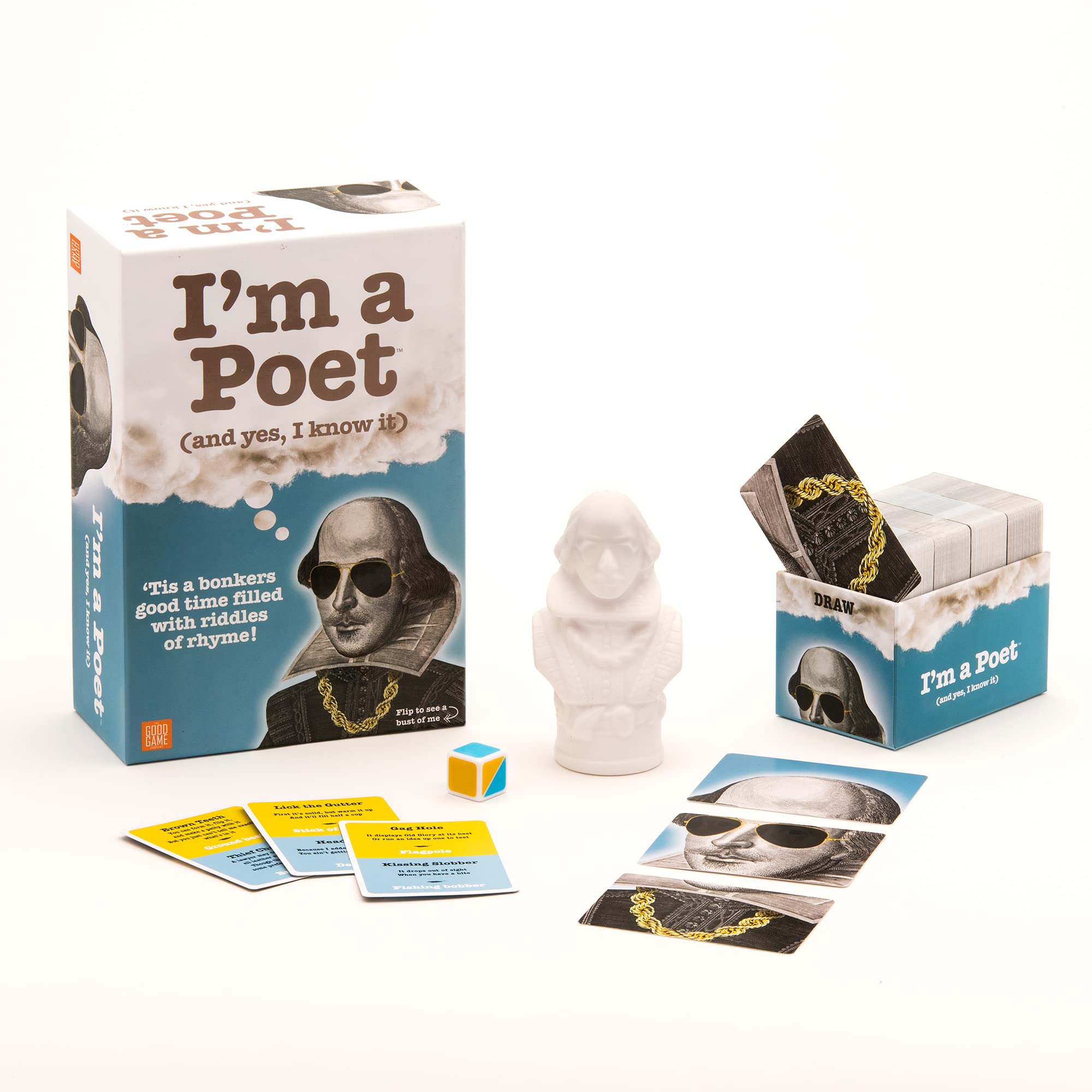 I'm A Poet (And yes I know it) - Family Party Game - Solve Riddles and Collect Willy Shake's Bust to Win - Ages 12+ - 300 Cards