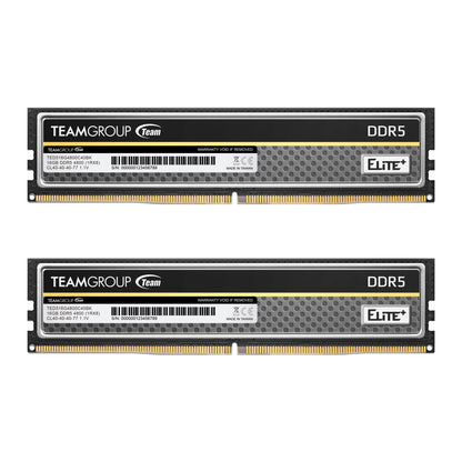 TEAMGROUP Elite Plus DDR5 32GB (2x16GB) 4800MHz PC5-38400 CL40 Unbuffered Non-ECC 1.1V UDIMM 288 Pin Desktop Memory Module Ram (Black) - TPBD532G4800HC40DC01