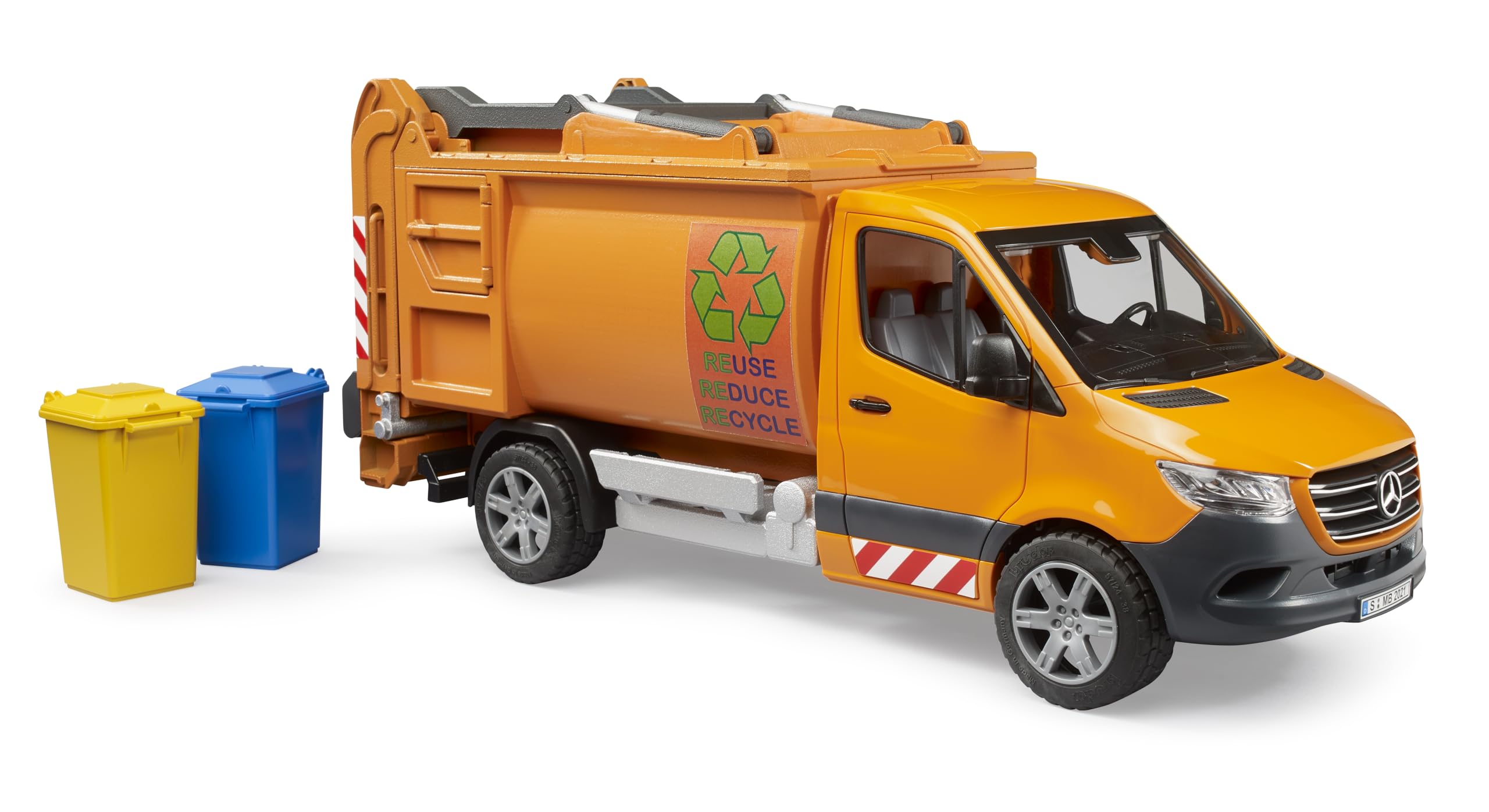 Bruder 02682 Mercedes-Benz Sprinter Garbage Truck with Garbage Cans – 1:16 Scale, Compatible with Bruder Figures & Accessories, Ages 4+