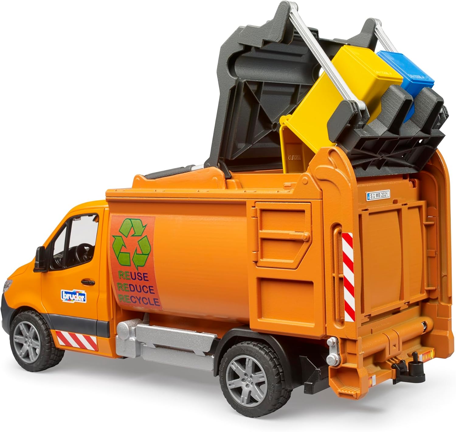 Bruder 02682 Mercedes-Benz Sprinter Garbage Truck with Garbage Cans – 1:16 Scale, Compatible with Bruder Figures & Accessories, Ages 4+