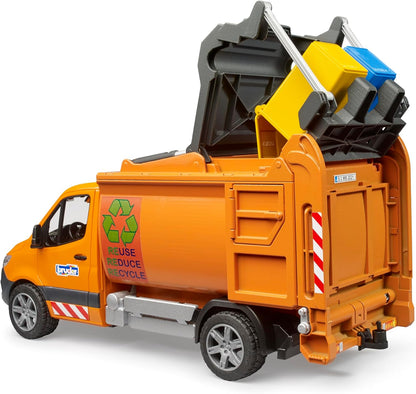 Bruder 02682 Mercedes-Benz Sprinter Garbage Truck with Garbage Cans – 1:16 Scale, Compatible with Bruder Figures & Accessories, Ages 4+