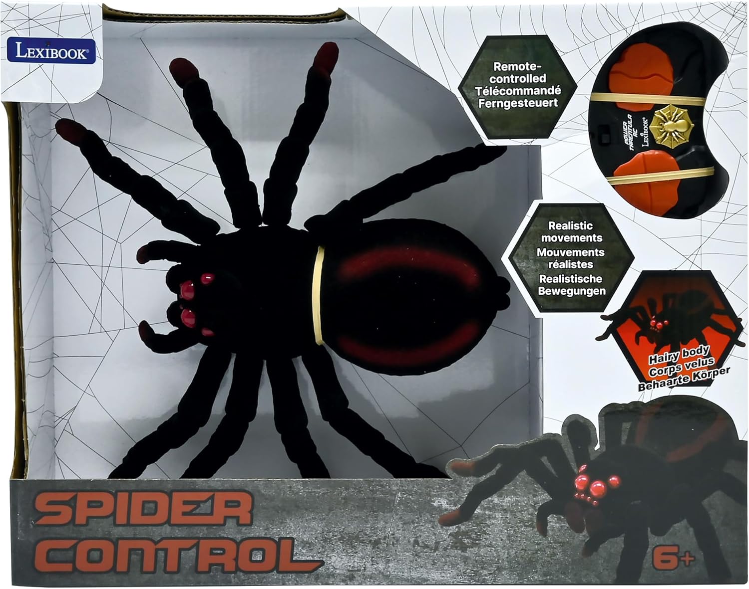 Lexibook, Realistische Telegeleide Tarantula/Spin, 8 Harige Poten, 2 Kaken, Lichteffecten in de Ogen, Afstandsbediening inbegrepen