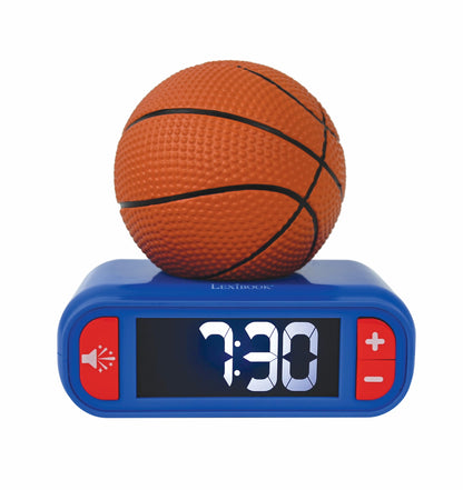 Lexibook, Basketbal, Basketbal nachtlampje wekker, Geluiden en melodieën, LCD scherm met achtergrondverlichting, Lichtgevend, Snooze, Blauw/oranje, RL800BA