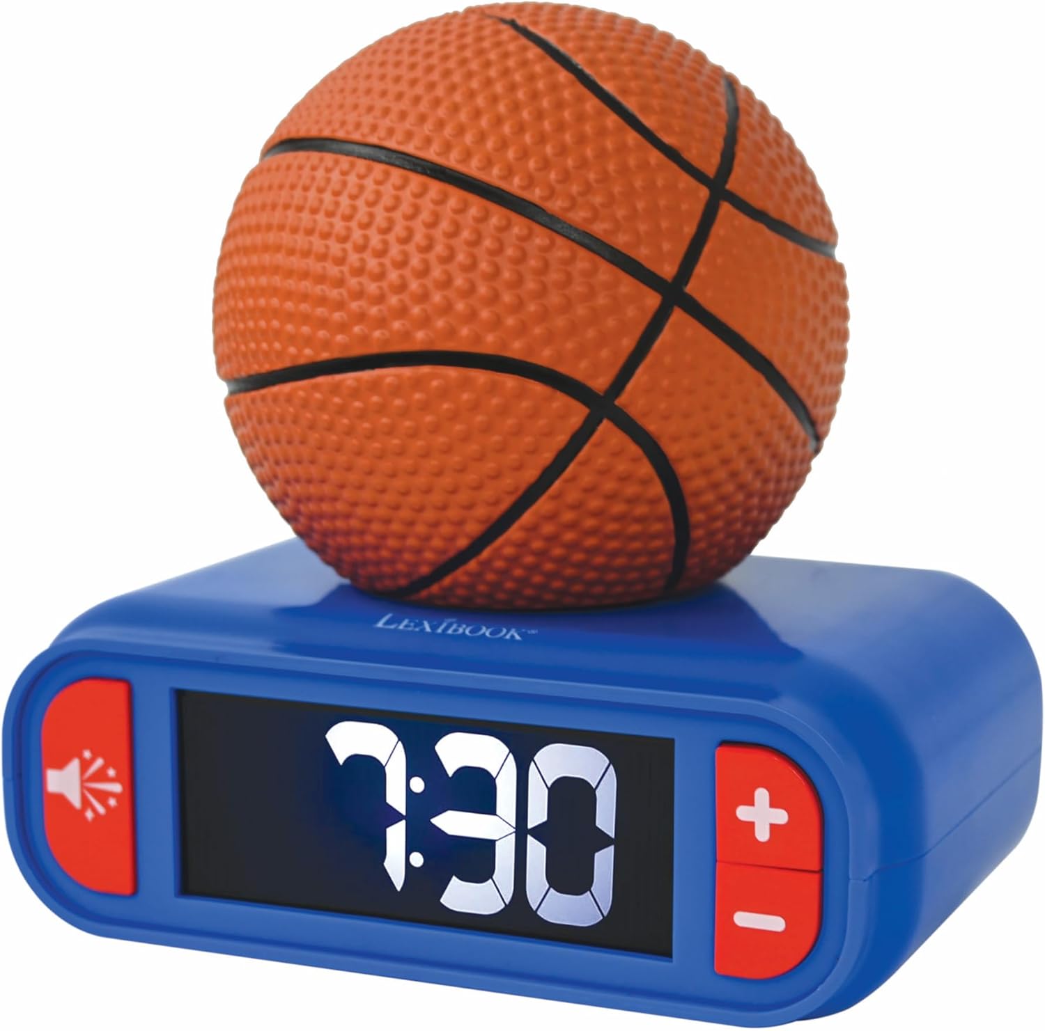 Lexibook, Basketbal, Basketbal nachtlampje wekker, Geluiden en melodieën, LCD scherm met achtergrondverlichting, Lichtgevend, Snooze, Blauw/oranje, RL800BA