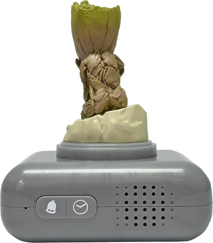 Lexibook, Marvel Guardians of the Galaxy, Groot nachtlampje wekker, geluiden en melodieën, LCD-scherm met achtergrondverlichting, verlichting, sluimerstand, grijs/bruin, RL800GG
