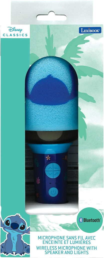 Lexibook, Disney Stitch, Draadloze microfoon met luidspreker en lichten, 4 stemvervormers, Veelkleurige lichteffecten, Oplaadbare batterij, MIC280D