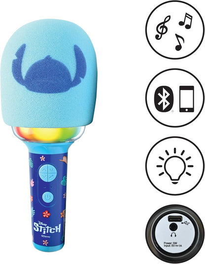Lexibook, Disney Stitch, Draadloze microfoon met luidspreker en lichten, 4 stemvervormers, Veelkleurige lichteffecten, Oplaadbare batterij, MIC280D
