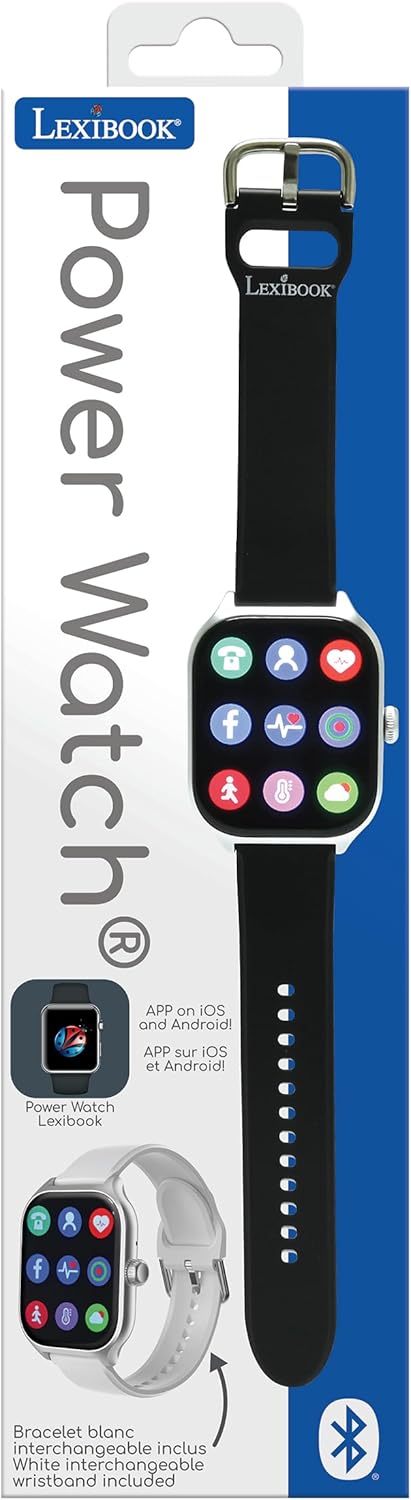 Lexibook, Power Watch, Verbonden horloge compatibel met iOS en Android, Ontvangt oproepen en meldingen, Sportcoach met 7 trainingsmodi, Complete gezondheidstracker, Spraakassistent, DMW075