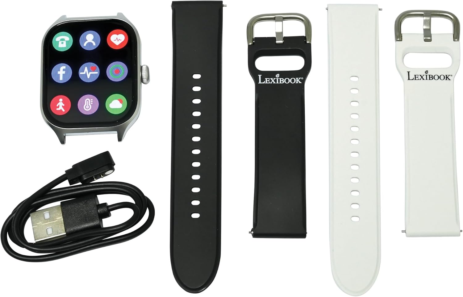 Lexibook, Power Watch, Verbonden horloge compatibel met iOS en Android, Ontvangt oproepen en meldingen, Sportcoach met 7 trainingsmodi, Complete gezondheidstracker, Spraakassistent, DMW075