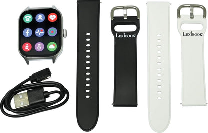 Lexibook, Power Watch, Verbonden horloge compatibel met iOS en Android, Ontvangt oproepen en meldingen, Sportcoach met 7 trainingsmodi, Complete gezondheidstracker, Spraakassistent, DMW075