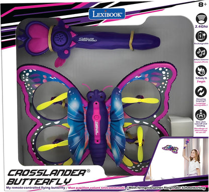 Lexibook, Crosslander Butterfly, Mijn Telegeleide Vliegende Vlinder, Multidirectionele Vlucht tot 12 km/u, Loopings, Afstandsbediening met 2 bedieningsmodi, Geluids- en Lichteffecten, Roze