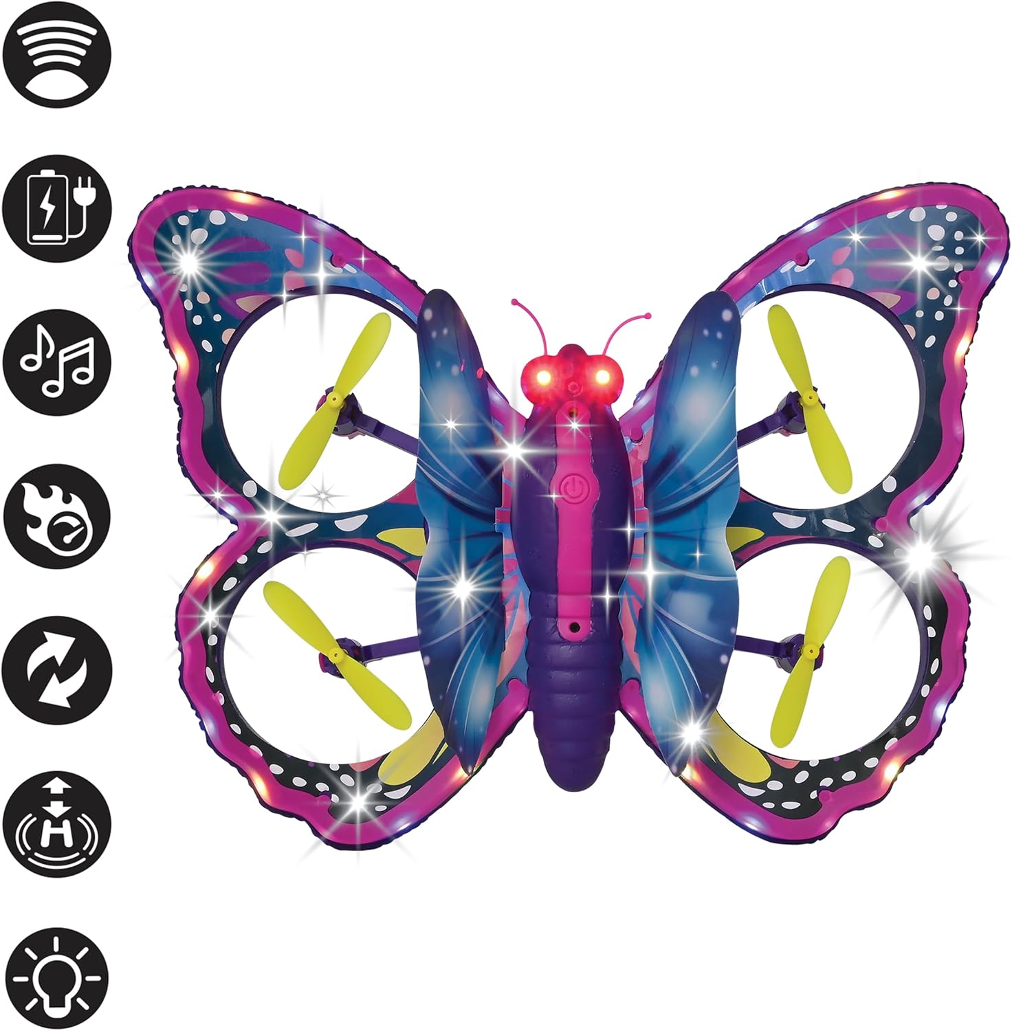 Lexibook, Crosslander Butterfly, Mijn Telegeleide Vliegende Vlinder, Multidirectionele Vlucht tot 12 km/u, Loopings, Afstandsbediening met 2 bedieningsmodi, Geluids- en Lichteffecten, Roze
