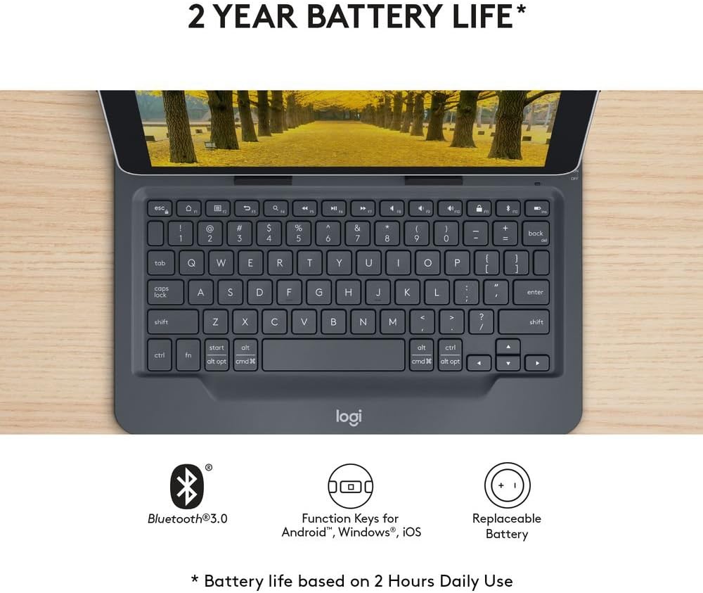 Logitech Universal Folio met geïntegreerd toetsenbord voor 9-10" tablets, QWERTY Pan Nordic Layout - Zwart